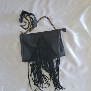 Black fringe crossbody bag
